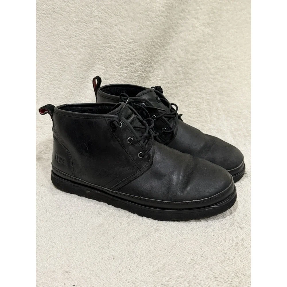 UGG Neumel Waterproof Leather Chukka Boots Mens 13 Black Lined 1017254